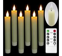 Ymenow LED Taper Candles Flickering Real Wax with Remote & Timer, 6 Pack | 16.5cm Ivory Flameless Battery Candles Flickering, Electric Short Wax Candle Stick, 100+H Long Lasting, Wedding Table Decor