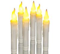 Ymenow LED Taper Candles with Timer, 6pcs Floating Candles Battery Operated Flickering Electric Flameless Hanging Candle from Ceiling for Home Table Christmas Halloween Decor, Warm White