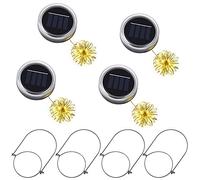Ymenow Mason Jar Lid Lights, 4pcs Solar Bottle Lights Outdoor Waterproof Hanging Fairy String Lights with 4 Hangers (No Jars Included), Dusk to Dawn for Home Party Patio Garden Trees Decor