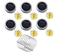 Ymenow Mason Jar Lights Solar Powered, 6pcs Battery Operated Hanging Lanterns Replacement Solar Jar Lids LED Outdoor Waterproof String Lights for Garden Yard Wedding Decor(No Jars Included)