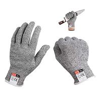 YMero Cut Resistant Gloves High Performance Level 5 Protection Safety Work Gloves Food Grade Kitchen Safety Glove (1Pair, M, Grey)