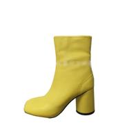 YMFF Women's Split Toe Fashion Boots with Block Heel - Retro Pull On Ankle Boots, Square Toe Slip On Boots, Non Slip Durable Trendy Boots