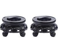 Ymhapp 2 Pcs Black Wooden Display Stand for Crystal Sphere Quartz Ball Holder Hollow Wood Stand Base for Crystal Ball Sphere Globe Stone Decoration Display Pedestals