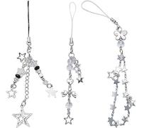 Ymhapp 3 Pcs Star Phone Charm Keychain Bag Accessory Star Phone Strap Jewelry Alloy Material For Fashion Lover Y2k Chain Cell and Accessories Décor