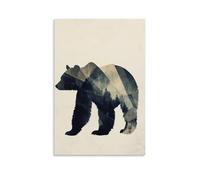YMHDJYH Geometric Bear Silhouette Quietly Emerging Within Minimalist Abstract Forms. Wall Art Mural Modern Decoration Hanging Art Poster 08x12inch(20x30cm)