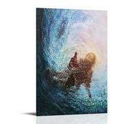 YMHDJYH Jesus Reaches Out His Hand to Save The Water. Christian Religious Poster Wall Art Mural Modern Decoration Hanging Art Poster 12x18inch(30x45cm)