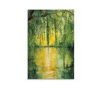 YMHDJYH Landscape - Serene Lake with Willow Trees Wall Art Mural Modern Decoration Hanging Art Poster 16x24inch(40x60cm)