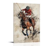 YMHDJYH Sports Poster Polo Player Mallet Swing with Horse Gallop Motion And Ball Strike Wall Art Mural Modern Decoration Hanging Art Poster 12x18inch(30x45cm)