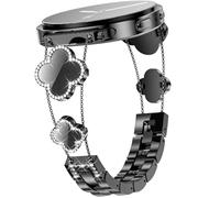 YMHML Bling Diamond Clover Band Compatible for Samsung Galaxy Watch 8 40mm 44mm / 8 Classic 46mm 2025 Women, Cute Easy Adjustable Bracelet, Sparkle Dressy Jewelry Metal Wristband Lucky Clover Strap