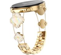 YMHML Bling Diamond Clover Band Compatible for Samsung Galaxy Watch 8 40mm 44mm / 8 Classic 46mm 2025 Women, Cute Easy Adjustable Bracelet, Sparkle Dressy Jewelry Metal Wristband Lucky Clover Strap