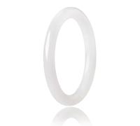 YMHOP White Natural Jade Bangle Bracelet for Women Healing Protection Good Luck Natural Gemstone Fengshui Jewelry for Wife Mother's Day Gift for Mom (White, 56-58mm diameter)