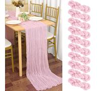 YMHPRIDE 10 Packs Cheesecloth Table Runner Baby Pink, 90x300cm Light Pink Rustic Gauze Fabric Boho Table Runner, Cheesecloth Wedding Table Decor for Wedding Party Bridal Shower Table Decorations