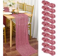 YMHPRIDE 10 Packs Cheesecloth Table Runner Dusty Rose, 90x400cm Dark Pink Rustic Gauze Fabric Boho Table Runner, Cheesecloth Wedding Table Decor for Wedding Party Bridal Shower Table Decorations