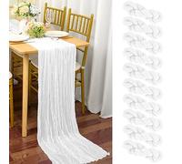 YMHPRIDE 10 Packs White Cheesecloth Table Runner, 90x300cm Rustic Gauze Fabric Boho Table Runner, Cheesecloth Wedding Table Decor for Wedding Party Bridal Shower Table Decorations
