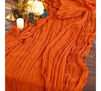YMHPRIDE 2 Packs Cheesecloth Table Runner, 35"x120" Burnt Orange Rustic Gauze Fabric Boho Table Runner, Cheesecloth Wedding Table Decor Table Cloth for Wedding Party Bridal Shower Table Decorations