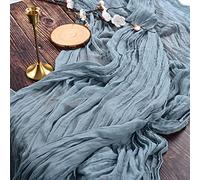YMHPRIDE 2 Packs Cheesecloth Table Runner, 35"x120" Dusty Blue Rustic Gauze Fabric Boho Table Runner, Cheesecloth Wedding Table Decor Table Cloth for Wedding Party Bridal Shower Table Decorations