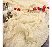 YMHPRIDE 2 Packs Cheesecloth Table Runner, 35"x120" Ivory Rustic Gauze Fabric Boho Table Runner, Cheesecloth Wedding Table Decor Table Cloth for Wedding Party Bridal Shower Table Decorations