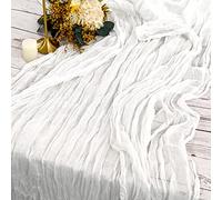 YMHPRIDE 2 Packs Cheesecloth Table Runner, 35"x120" White Rustic Gauze Fabric Boho Table Runner, Cheesecloth Wedding Table Decor Table Cloth for Wedding Party Bridal Shower Table Decorations