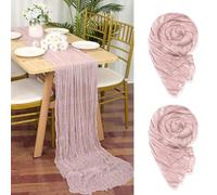 YMHPRIDE 2 Packs Cheesecloth Table Runner Dusty Pink, 90x300cm Pink Rustic Gauze Fabric Boho Table Runner, Cheesecloth Wedding Table Decor for Wedding Party Bridal Shower Table Decorations