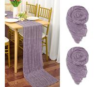 YMHPRIDE 2 Packs Cheesecloth Table Runner Light Purple, 90x300cm Lavander Rustic Gauze Fabric Boho Table Runner, Cheesecloth Wedding Table Decor for Wedding Party Bridal Shower Table Decorations