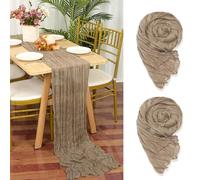 YMHPRIDE 2 Packs Cheesecloth Table Runner Nude, 90x300cm Brown Rustic Gauze Fabric Boho Table Runner, Cheesecloth Wedding Table Decor for Wedding Party Bridal Shower Table Decorations