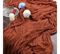 YMHPRIDE 2 Packs Terracotta Cheesecloth Table Runner, 35"x120" Rustic Gauze Fabric Boho Table Runner, Rust Cheesecloth Wedding Table Decor Table Cloth for Wedding Party Bridal Shower Table Decorations