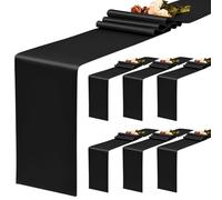 YMHPRIDE 6 Pack Black Satin Table Runner, 12x72 Inch, Solid