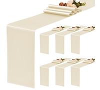 YMHPRIDE 6 Pack Cream Satin Table Runner, 12x72 Inch Long Silk Runner for Wedding Party Birthday Banquet Decoration
