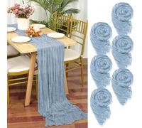 YMHPRIDE 6 Packs Cheesecloth Table Runner Dusty Blue, 55x300cm Rustic Gauze Fabric Boho Table Runner, Cheesecloth Wedding Table Decor for Wedding Party Bridal Shower Table Decorations