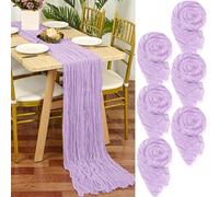 YMHPRIDE 6 Packs Cheesecloth Table Runner Purple, 55x300cm Rustic Gauze Fabric Boho Table Runner, Cheesecloth Wedding Table Decor for Wedding Party Bridal Shower Table Decorations