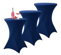 YMHPRIDE Set of 3 Stretch Bar Table Covers, Blue, Diameter 80-85 cm, Spandex Stretch Tablecloth, Reinforcement in the Foot Area for Wedding, Birthday Party, Banquet, Bistro Tables (80 x 110 cm)