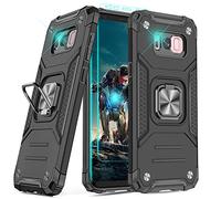 YmhxcY Compatible with Galaxy S8 Case, Samsung S8 Case with 3D Curved Screen Protector,Armor Grade Cases with Rotating Holder Kickstand Non-Slip Hybrid Case For Samsung Galaxy S8 KK Black