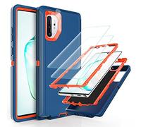 YmhxcY for Galaxy Note 10 Plus Case with Self Healing Flexible TPU Film[2 Pack] and Camera Lens Screen Protective Film[2 Pack],Heavy Protection Cover For Samsung Note 10 Plus-Blue/Orange-1
