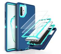 YmhxcY for Galaxy Note 10 Plus Case with Self Healing Flexible TPU Film[2 Pack] and Camera Lens Screen Protective Film[2 Pack],Heavy Protection Cover For Samsung Note 10 Plus-Blue/Turquoise
