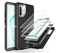 YmhxcY for Galaxy Note 10 Plus Case with Self Healing Flexible TPU Film[2 Pack] and Camera Lens Screen Protective Film[2 Pack],Heavy Protection Cover For Samsung Note 10 Plus-Black/Grey