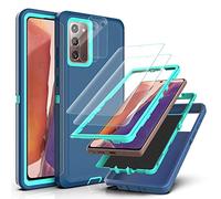 YmhxcY for Galaxy Note 20 Case with Self Healing Flexible TPU Film[2 Pack] and Camera Lens Screen Protective Film[2 Pack],Heavy Protection Cover For Samsung Galaxy Note 20-Blue/Turquoise