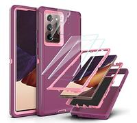 YmhxcY for Galaxy Note 20 Ultra Case with Self Healing Flexible TPU Film[2 Pack] and Camera Lens Screen Protective Film[2 Pack],Heavy Protection Cover For Samsung Note 20 Ultra-Wine Red/Rose Pink