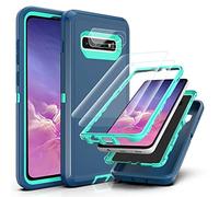 YmhxcY for Galaxy S10 Case Samsung S10 Cases with Self Healing Flexible TPU Film[2 Pack] and Camera Lens Screen Protective Film[2 Pack],Heavy Protection Cover For Samsung Galaxy S10-Blue/Turquoise