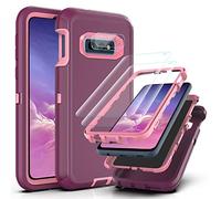 YmhxcY for Galaxy S10E Case with Self Healing Flexible TPU Film[2 Pack] and Camera Lens Screen Protective Film[2 Pack],Heavy Protection Cover For Samsung Galaxy S10E-Wine Red/Rose Pink