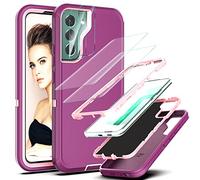 YmhxcY for Galaxy S22 Plus 5G Case with Self Healing Flexible TPU Film[2 Pack] 3 in 1 Full Body Shockproof Heavy Duty Protection Case for Samsung Galaxy S22 Plus-Wine Red/Rose Pink