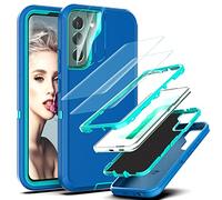 YmhxcY for Galaxy S22 Plus 5G Case with Self Healing Flexible TPU Film[2 Pack] 3 in 1 Full Body Shockproof Heavy Duty Protection Case for Samsung Galaxy S22 Plus-Blue/Turquoise