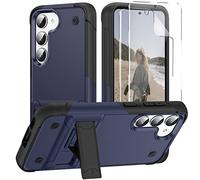 YmhxcY for Galaxy S23 5G Case Samsung S23 5G Cases with 2 Pack Self Healing Flexible TPU Film,[Military-Grade] Invisible Shockproof Kickstand Cover for Samsung Galaxy S23 5G-Blue/Black