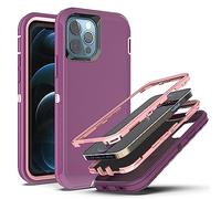 YmhxcY for iPhone 11 Pro Max Case Shockproof Dropproof Dust-Proof Drop Proof 3-Layer Durable Phone Case Heavy Duty Protection Phone Case Cover for Apple iPhone 11 Pro Max 6.5"-Wine Red/Rose Pink