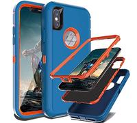 YmhxcY for iPhone XS Max Case Shockproof Dropproof Dust-Proof Drop Proof 3-Layer Durable Phone Case Heavy Duty Protection Phone Case Cover for Apple iPhone XS Max 6.5 inch-Blue/Orange