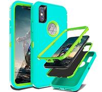 YmhxcY for iPhone XS Max Case Shockproof Dropproof Dust-Proof Drop Proof 3-Layer Durable Phone Case Heavy Duty Protection Phone Case Cover for Apple iPhone XS Max 6.5 inch-Aqua Blue/Lime Green