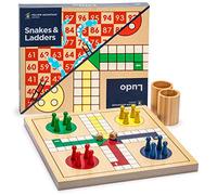 YMI 2-in-1 Snakes and Ladders Ludo Set, 29cm | Wooden 2-in-1 Snakes and Ladders and Ludo set for 2 to 4 players. Board is 28.8 x 28.8 x 1.8 cm and weighs 0.92 kg.