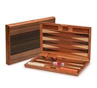 YMI Pasadena Wooden Inlaid Backgammon Set, 38.5 cm | Wooden inlaid backgammon set, folds with magnets, 38.5 x 24 x 4.5 cm case, checkers, dice, doubling cube, 0.96 kg.