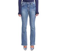YMI Women's Mid Rise Heavy Stitch Bootcut Cross Studded Jeans, N Indigo Blue, 1
