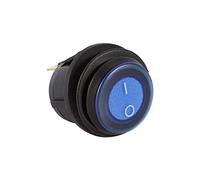 Ymiko 12V Blue LED Round Rocker Toggle Switch, 2 Position SPST ON-OFF, 20A, IP65 Waterproof, Easy Setup, 3/4" Hole, Metal & Plastic, 12V DC Source