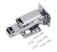 Ymiko 175 Degree Hinges Frameless Cabinet Doors Hinges Hidden Hydraulic Adjustable Mounting Hinges Soft Closing Stainless Steel Buffer Dampers for Wardrobe 1Pcs